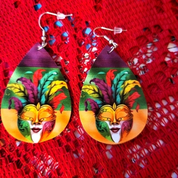 NEW Mardi Gras earrings set of 3 - Picture 2 of 6